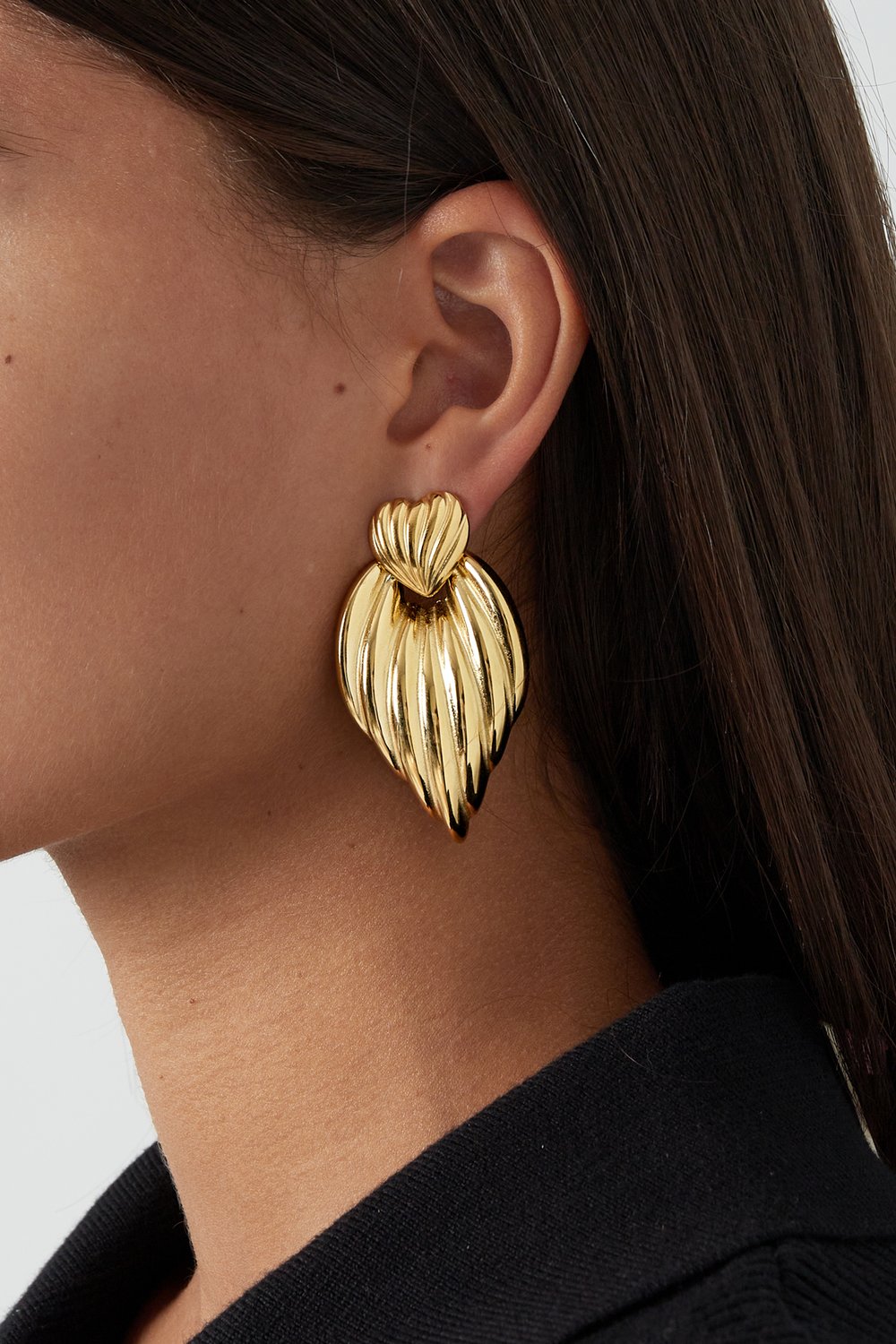 Earrings Luxe Swirly Side - silver