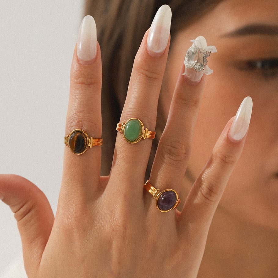 Prsten Luxe Natural Stone - green