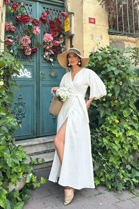 Haljina Style Belted Muslin - white