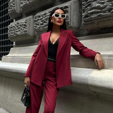 Odijelo Belted Detailed  - claret red