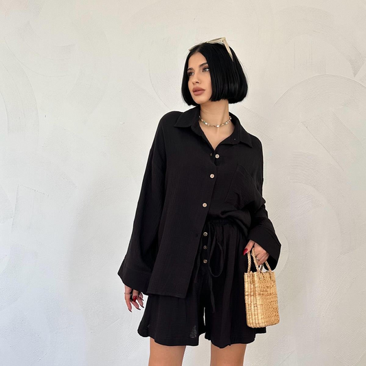 Set Short Muslin - black