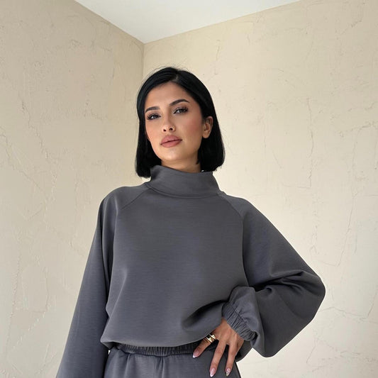 Trenirka Stand Collar - Smoke