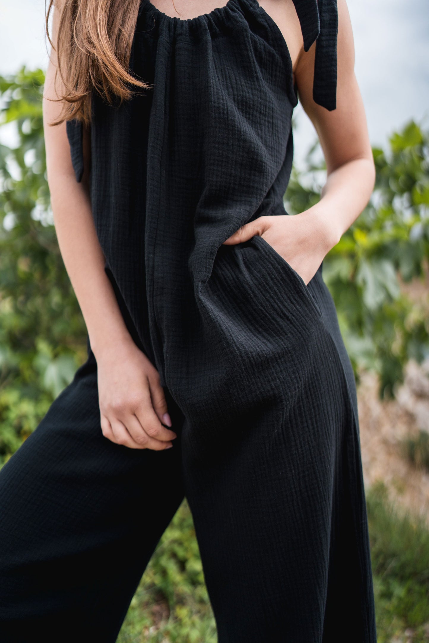 Bow Up Jumpsuit - black