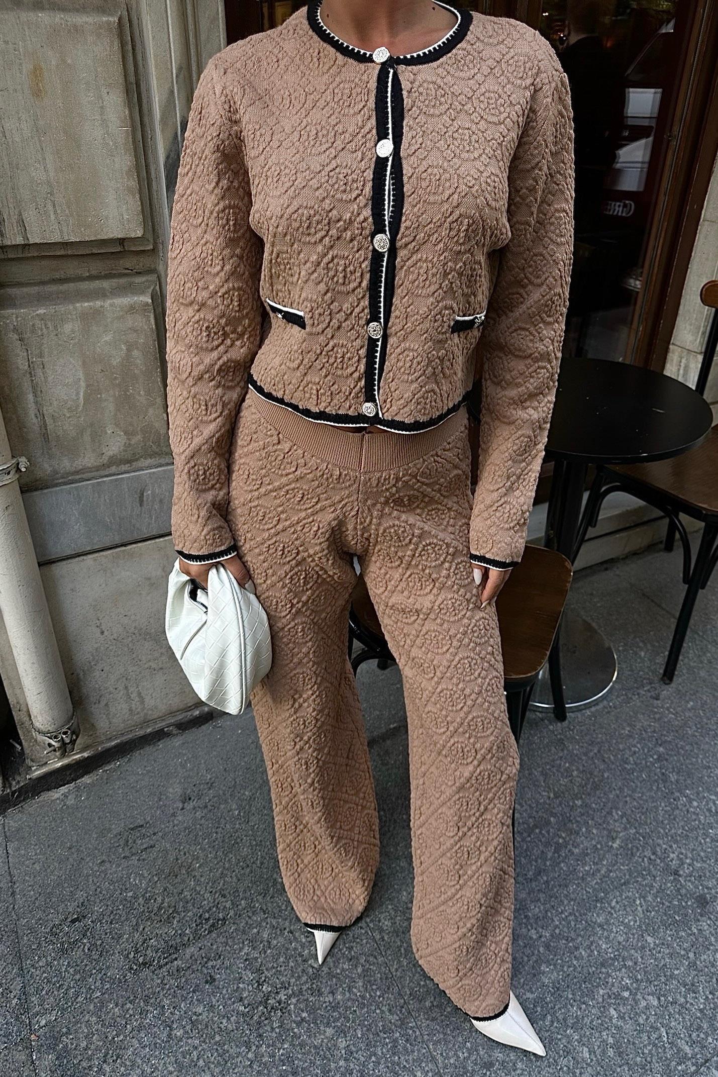 Set Maxi Embossed Design Knitwear - Camel