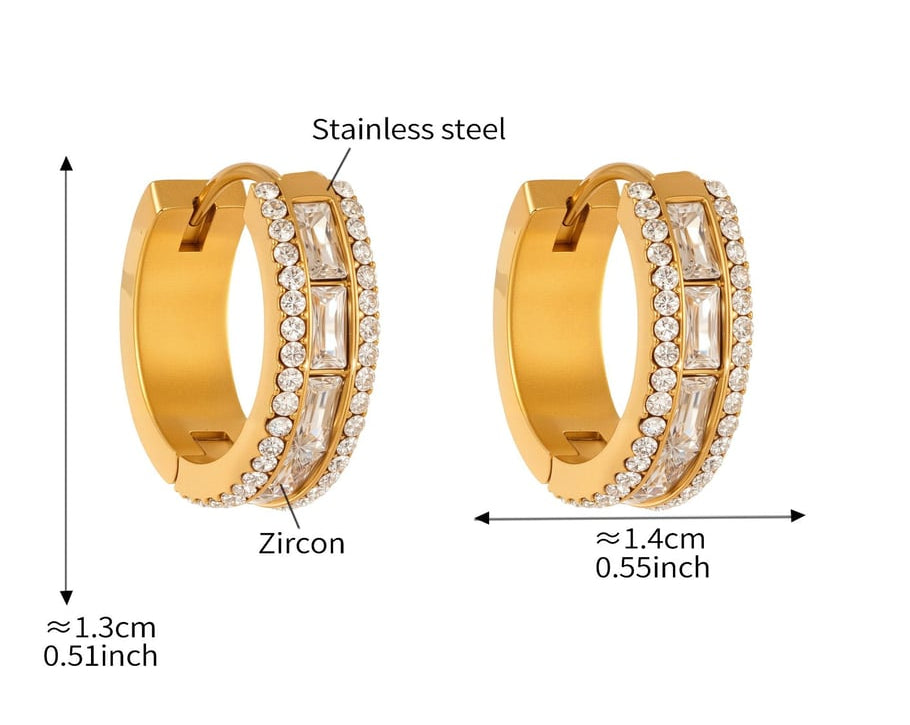Naušnice Luxe Luxurious Zircon Hoop - gold