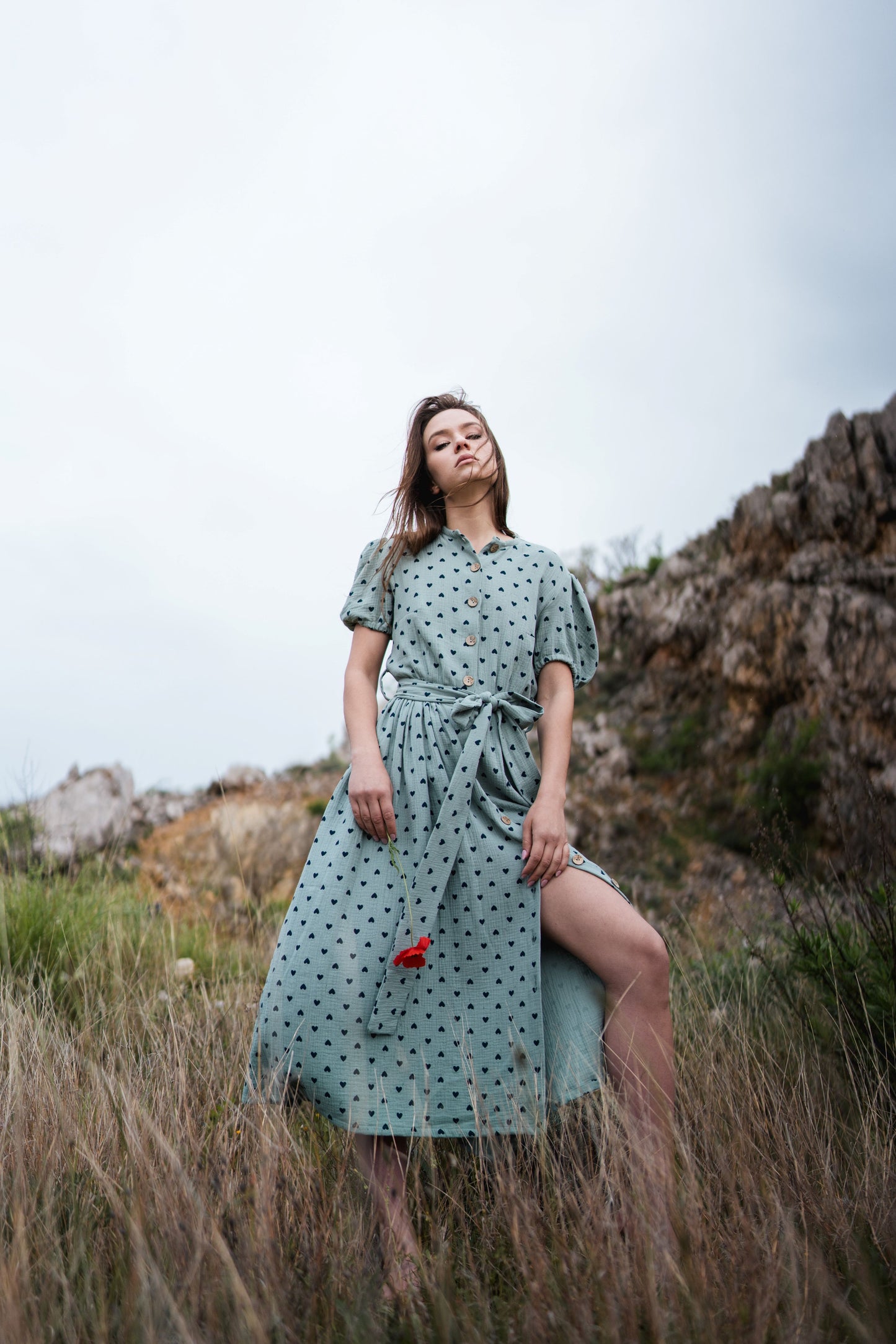 Brezza estiva - cuori verdi/neri
