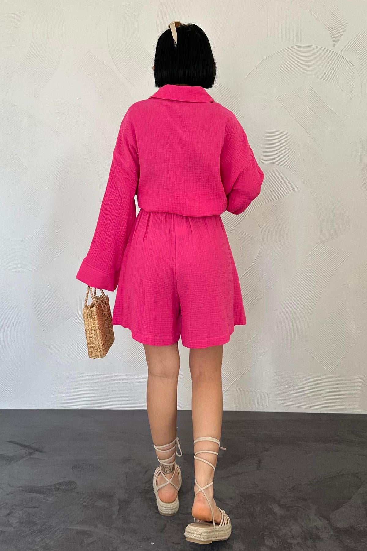 Short Muslin Set - fuchsia