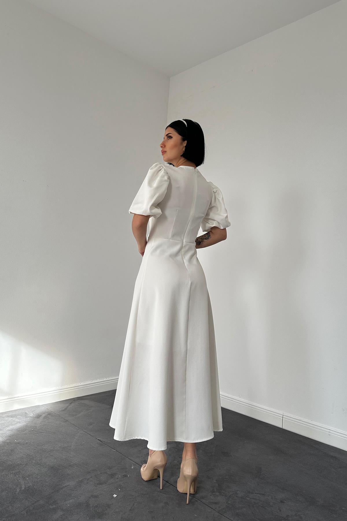 Abito Fashion Bow Midi - bianco