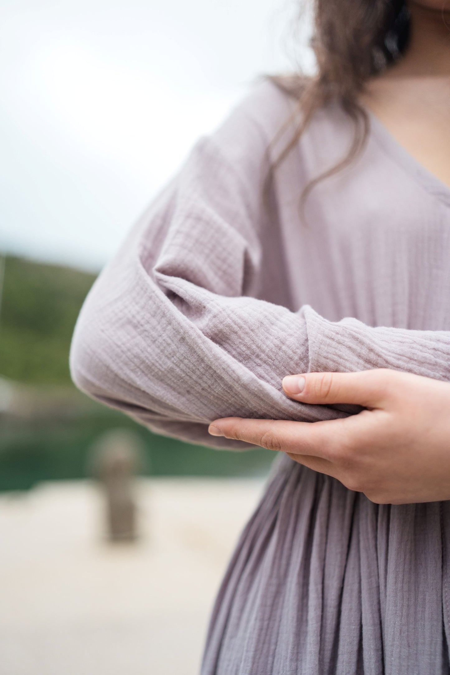 Long Muslin Dress - lavander