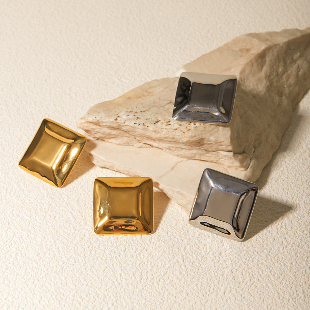 Orecchini quadrati convessi Luxe - oro