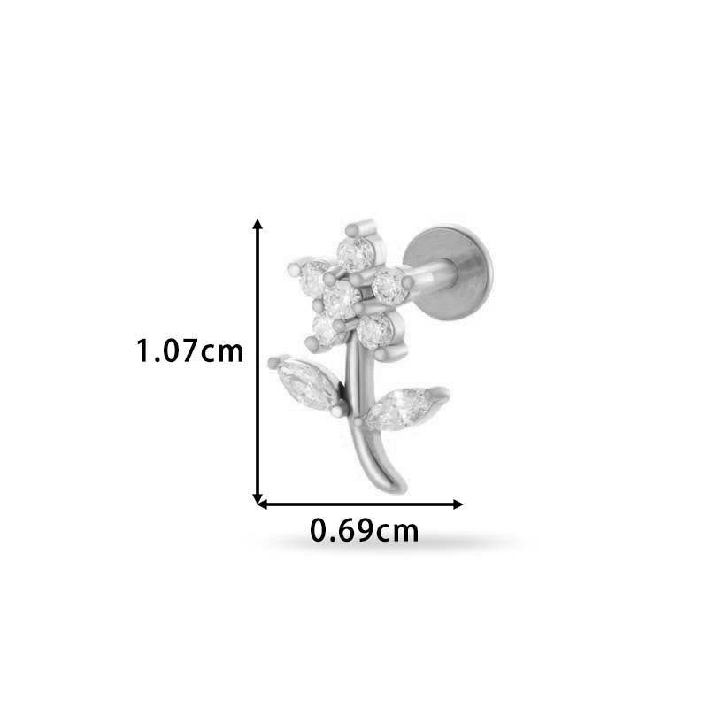 Piercing Whole Flower - silver