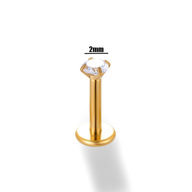 Piercing Transparent Zircon - gold