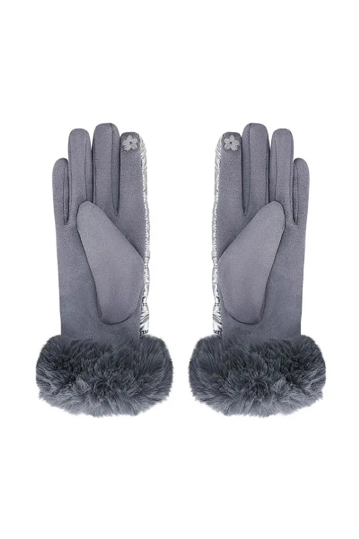 Rukavice Metallic Fur - Grey