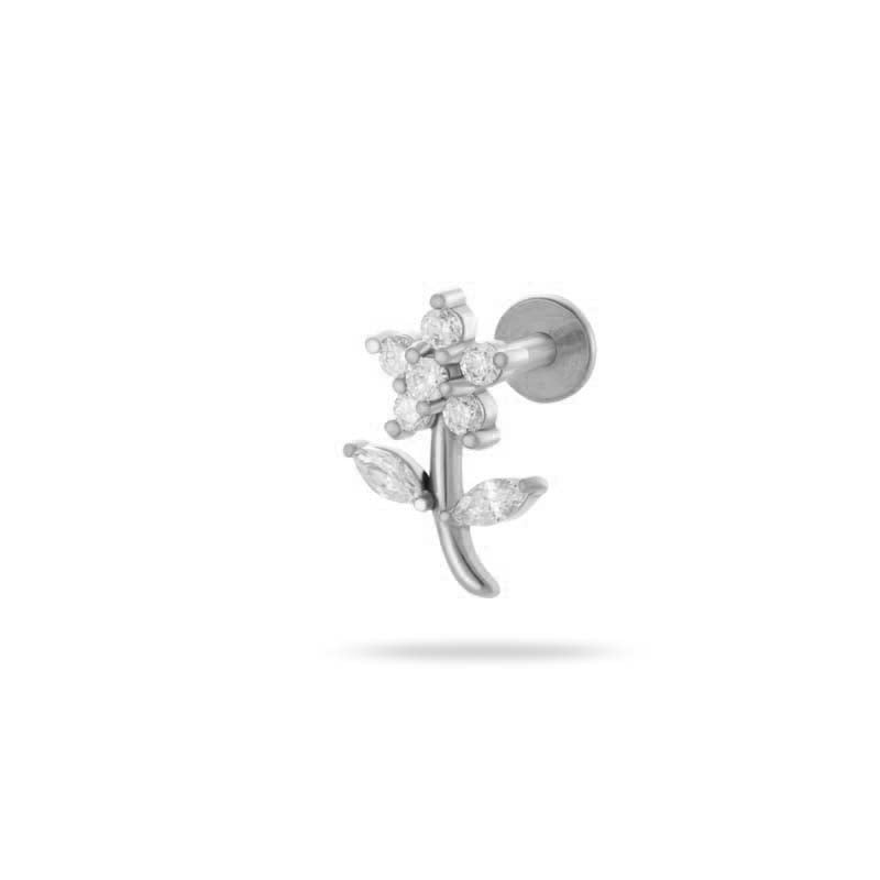 Piercing Whole Flower - silver