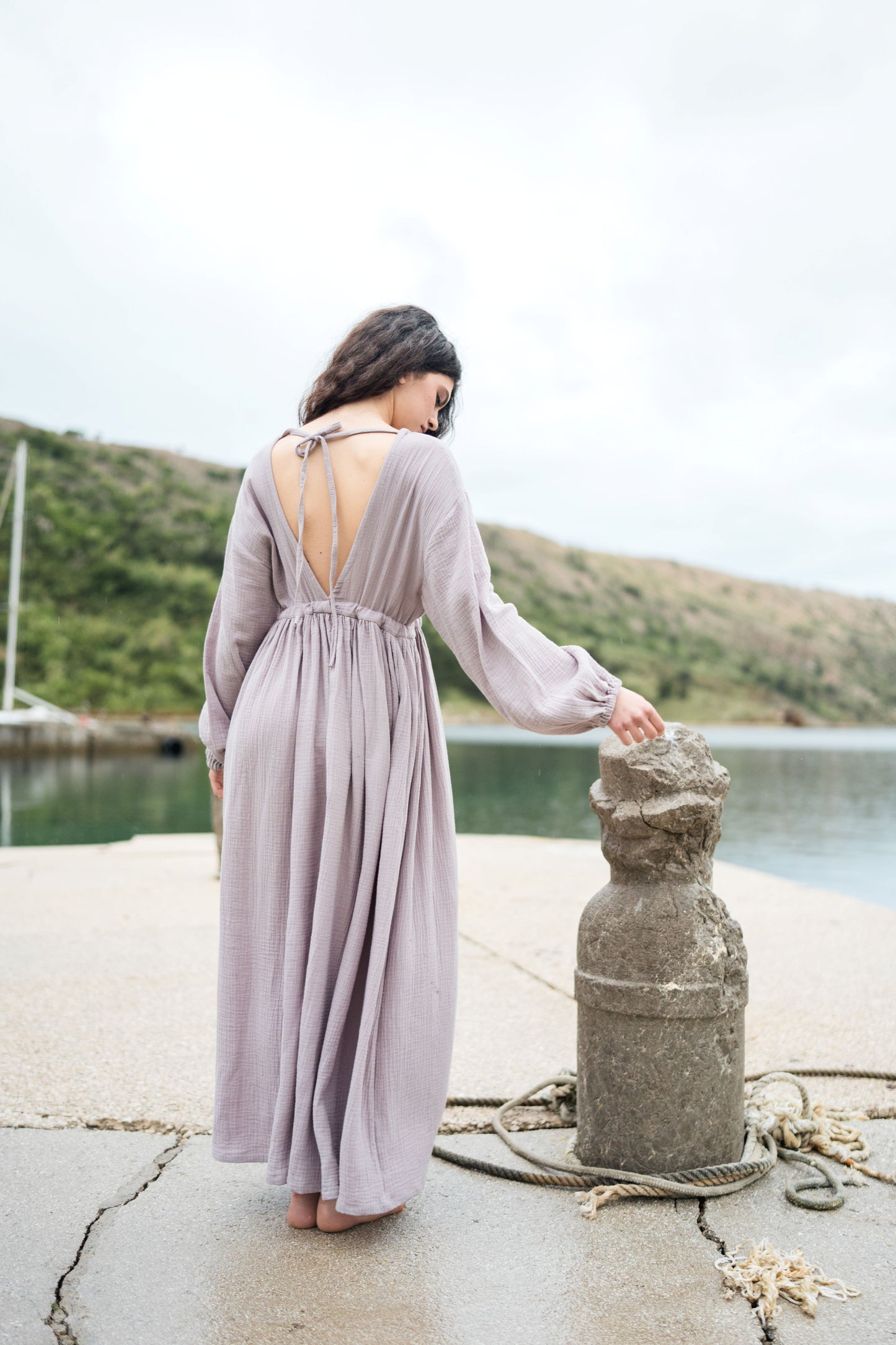 Long Muslin Dress - lavander