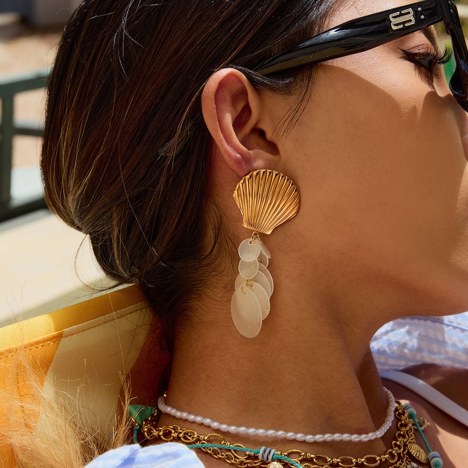 Naušnice Luxe Shell Dangle