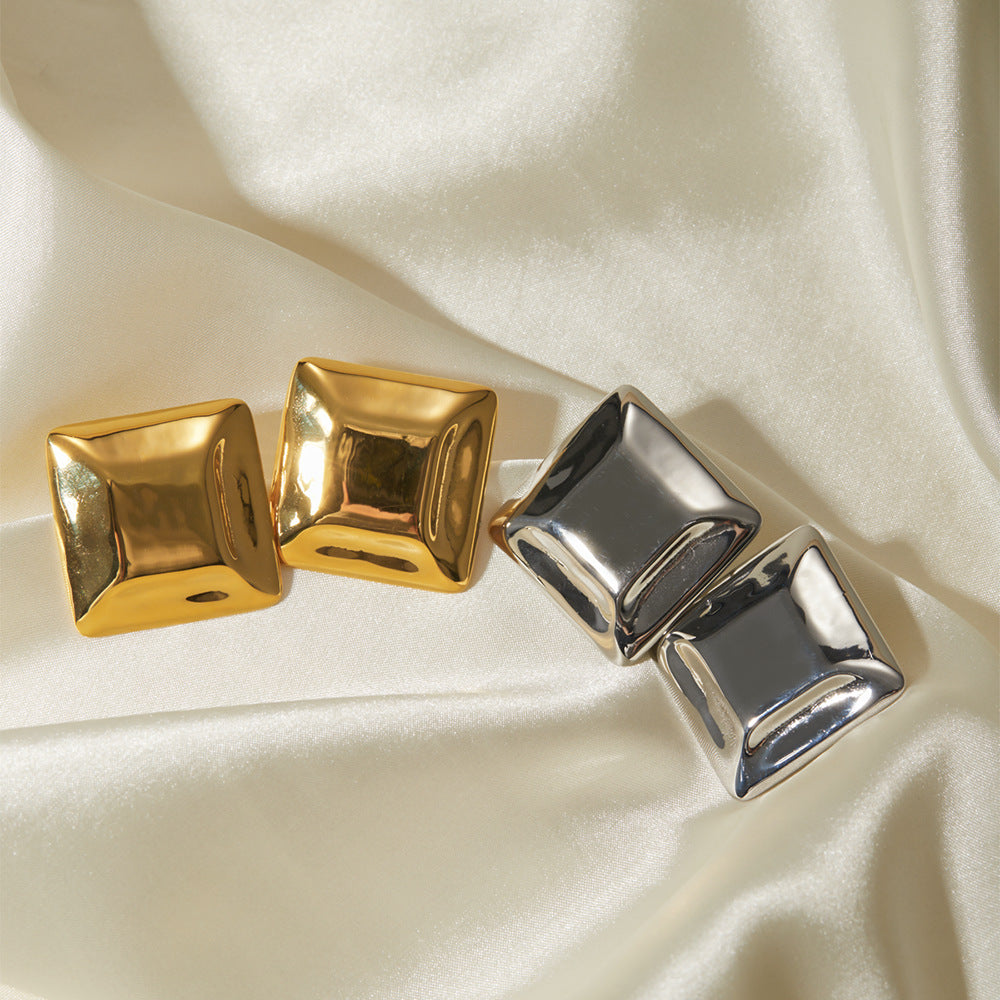 Orecchini quadrati convessi Luxe - oro