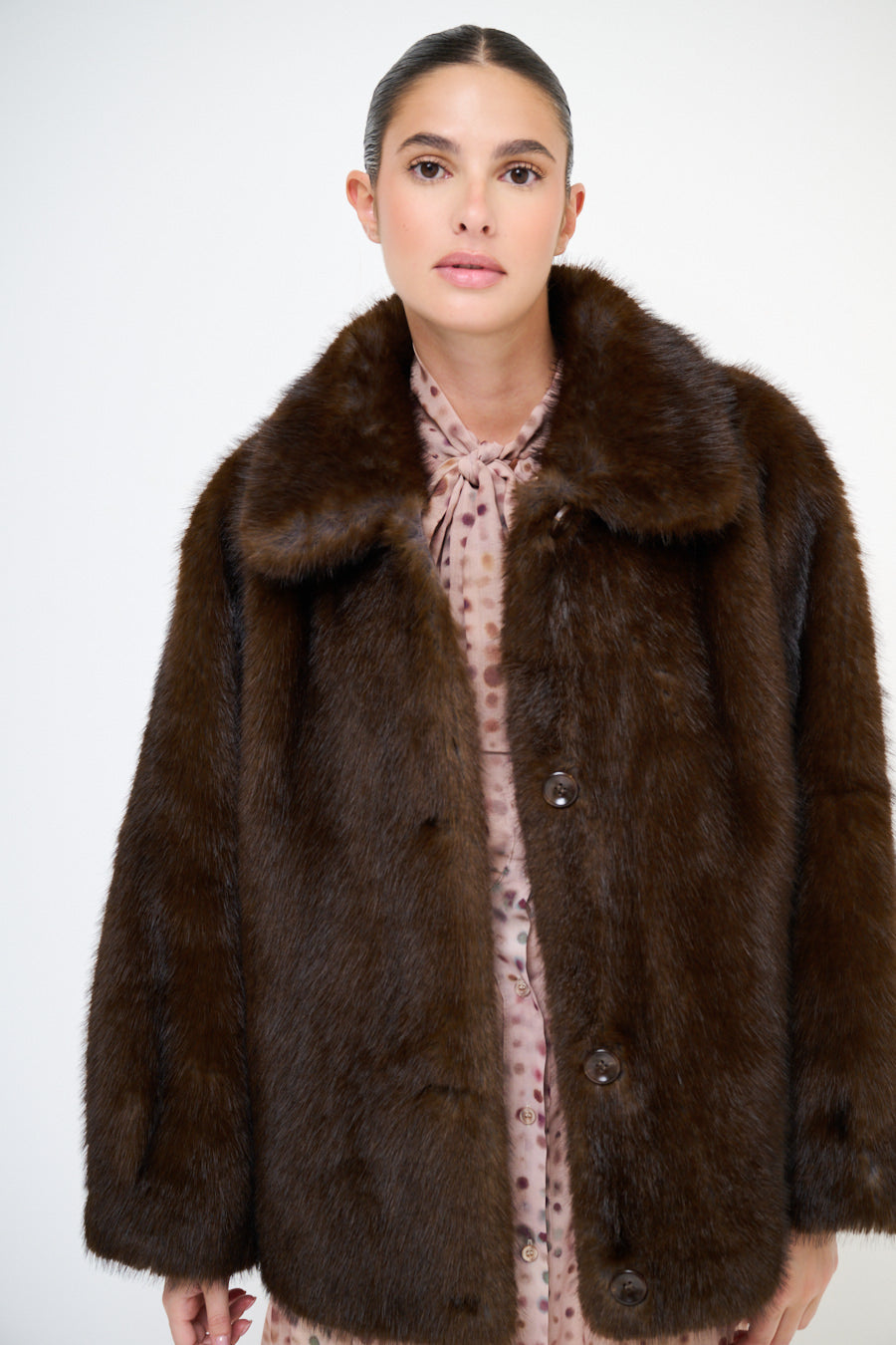 Jakna Fur Oversized - coffee