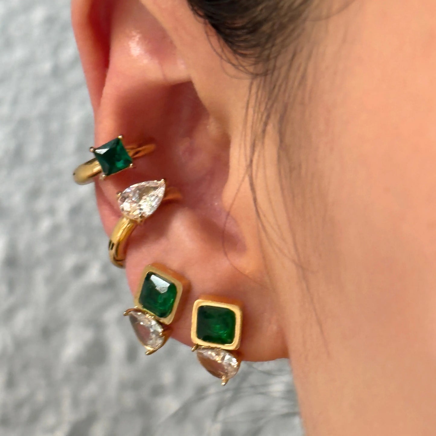 Earcuff Square - verde
