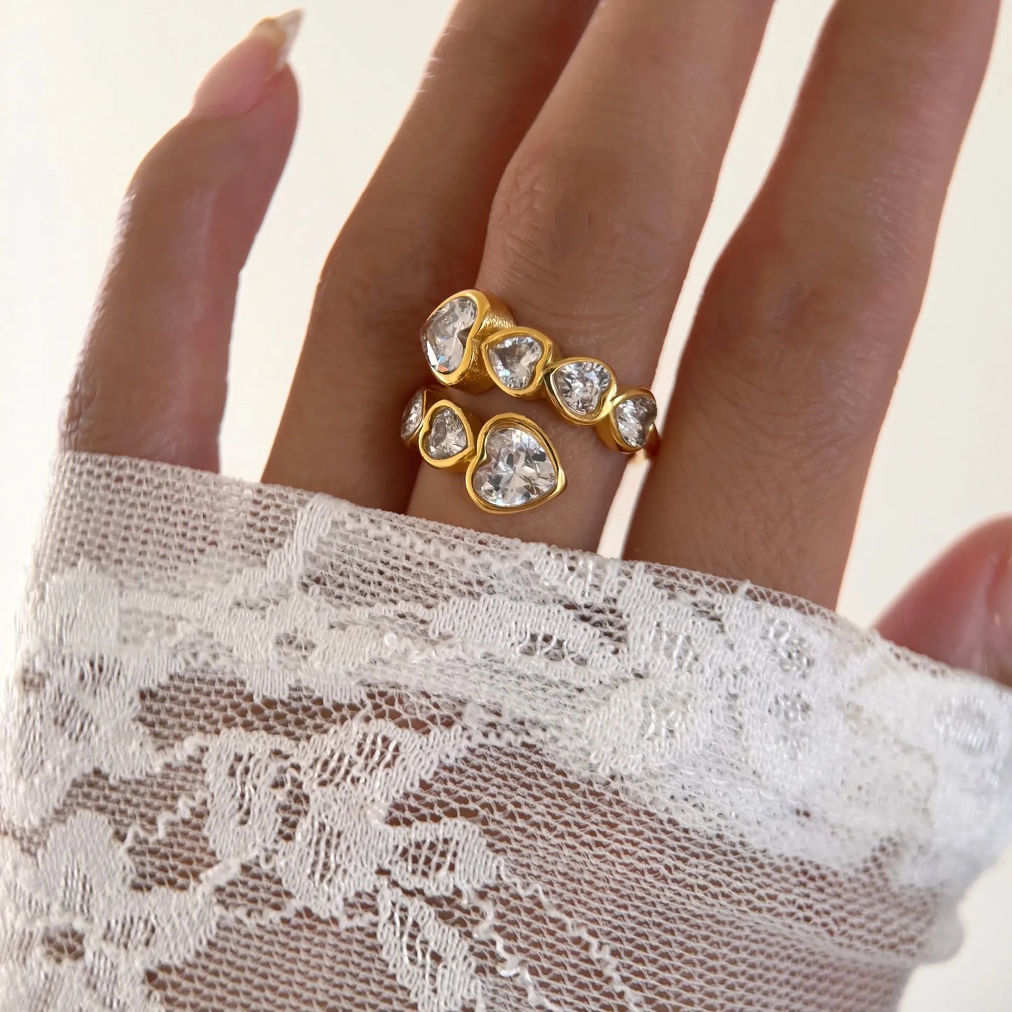 Prsten Luxe Love Heart White