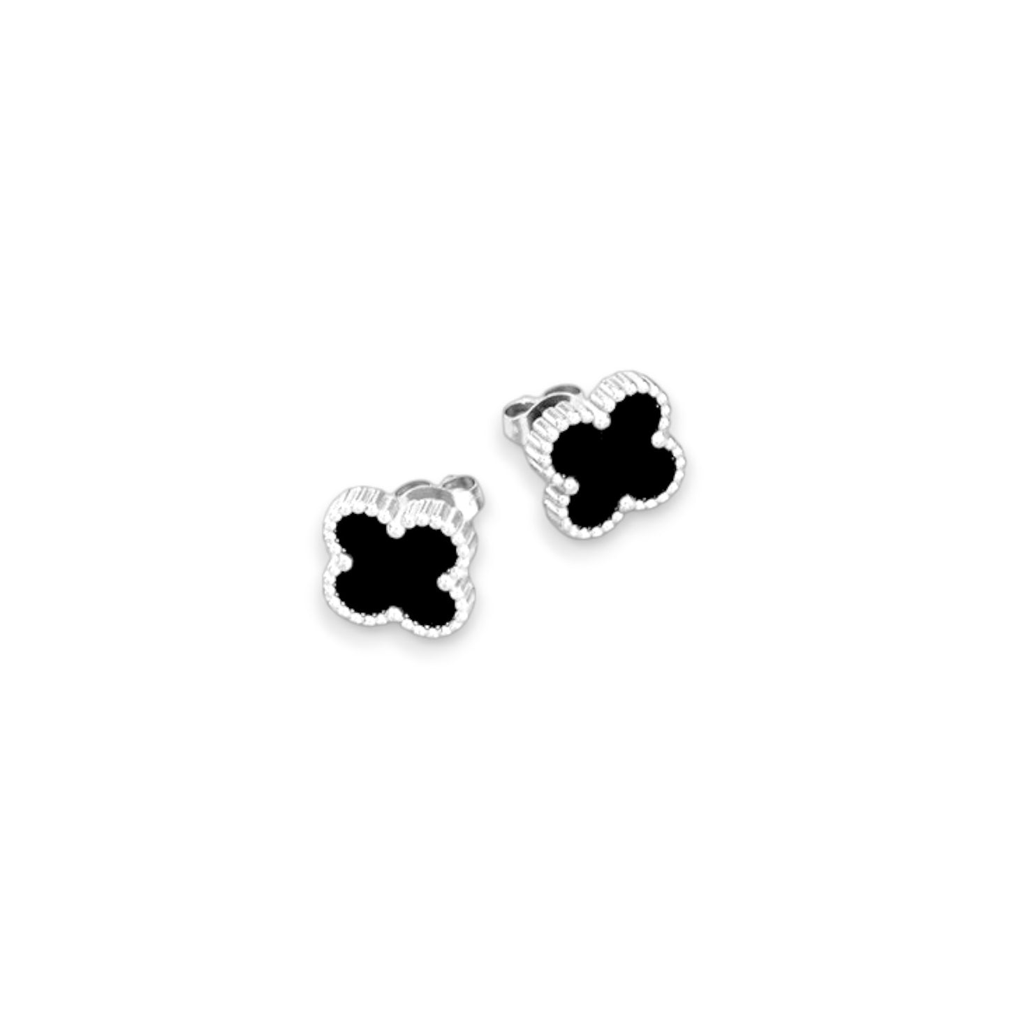 Stud Clover - silver/black