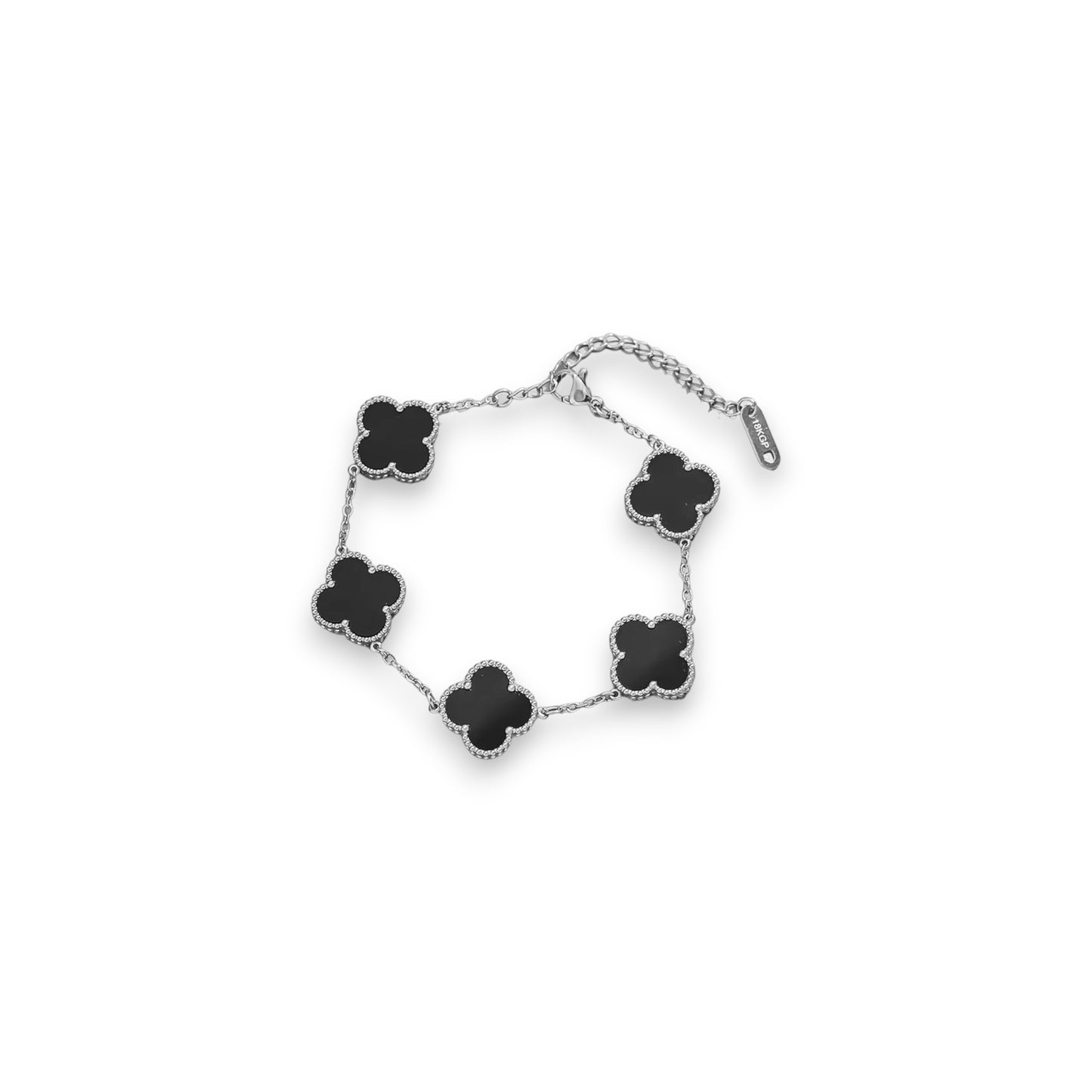 Bracciale Luxe Clover - argento/nero
