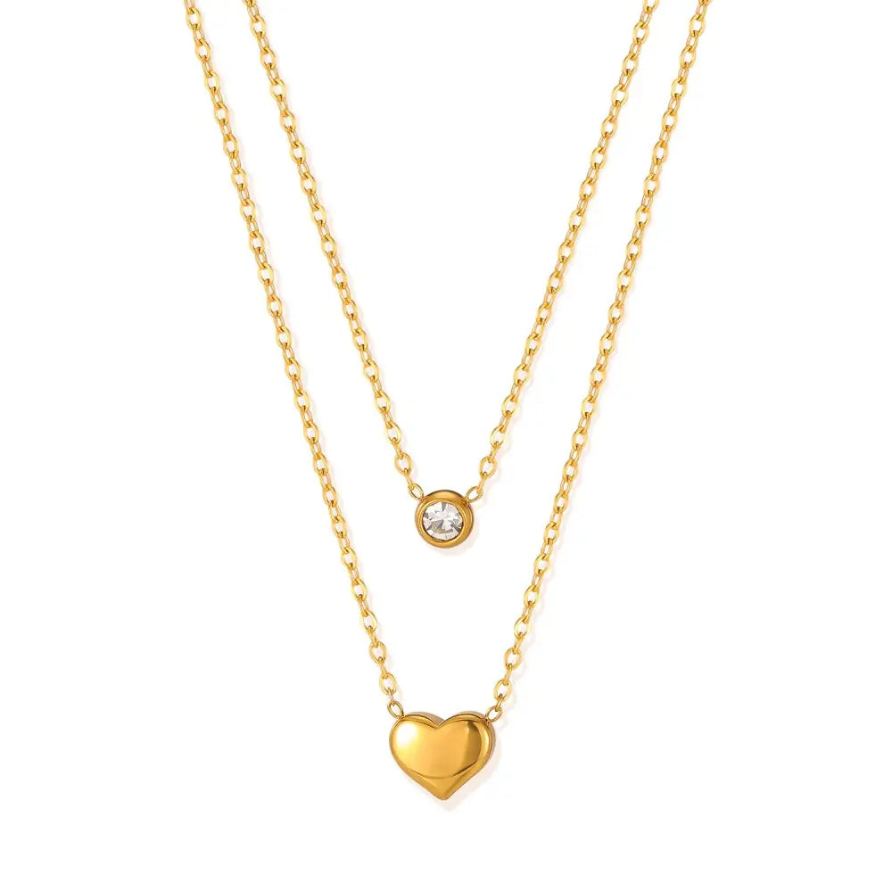 Collana Luxe Heart con zirconi rotondi