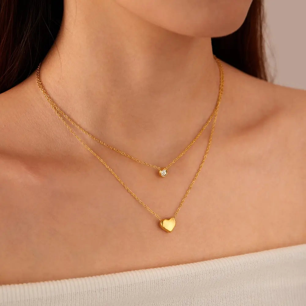 Collana Luxe Heart con zirconi rotondi