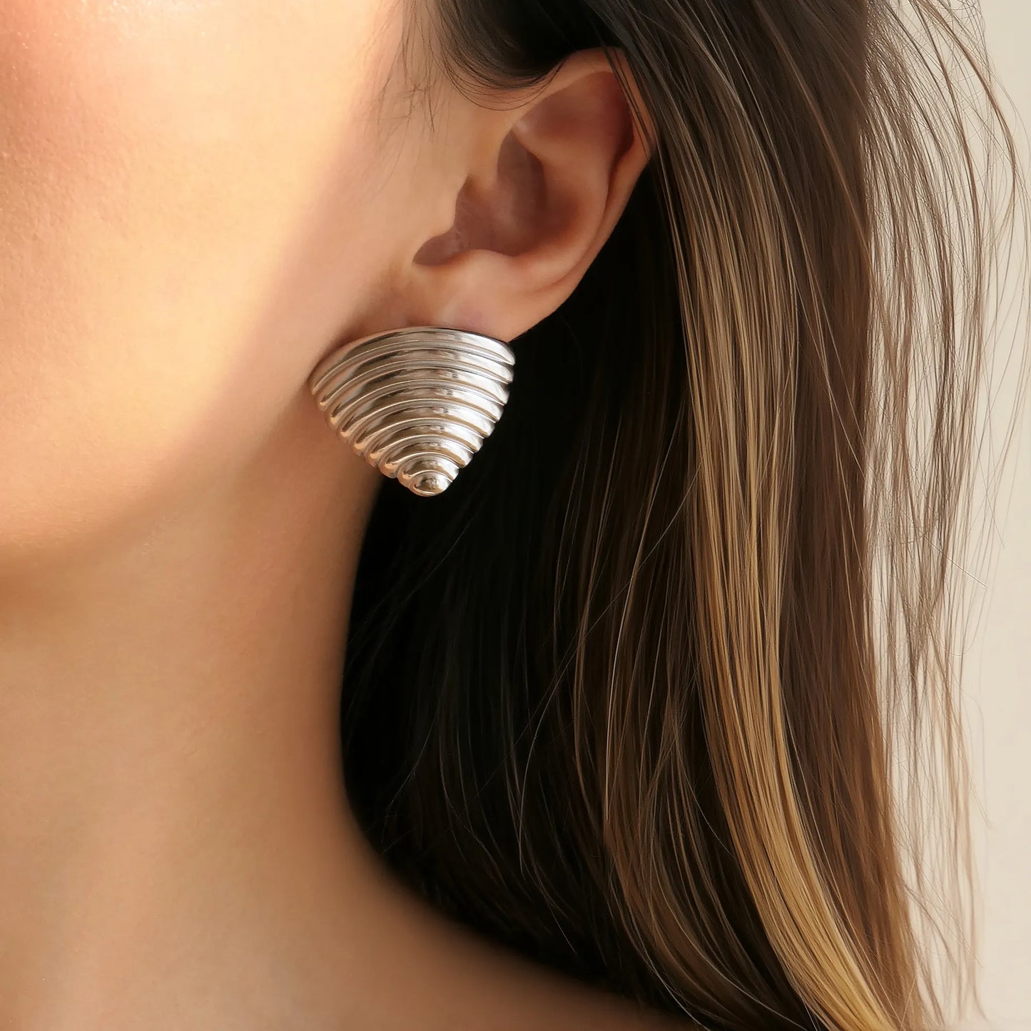 Naušnice Luxe Fan Stripe - silver