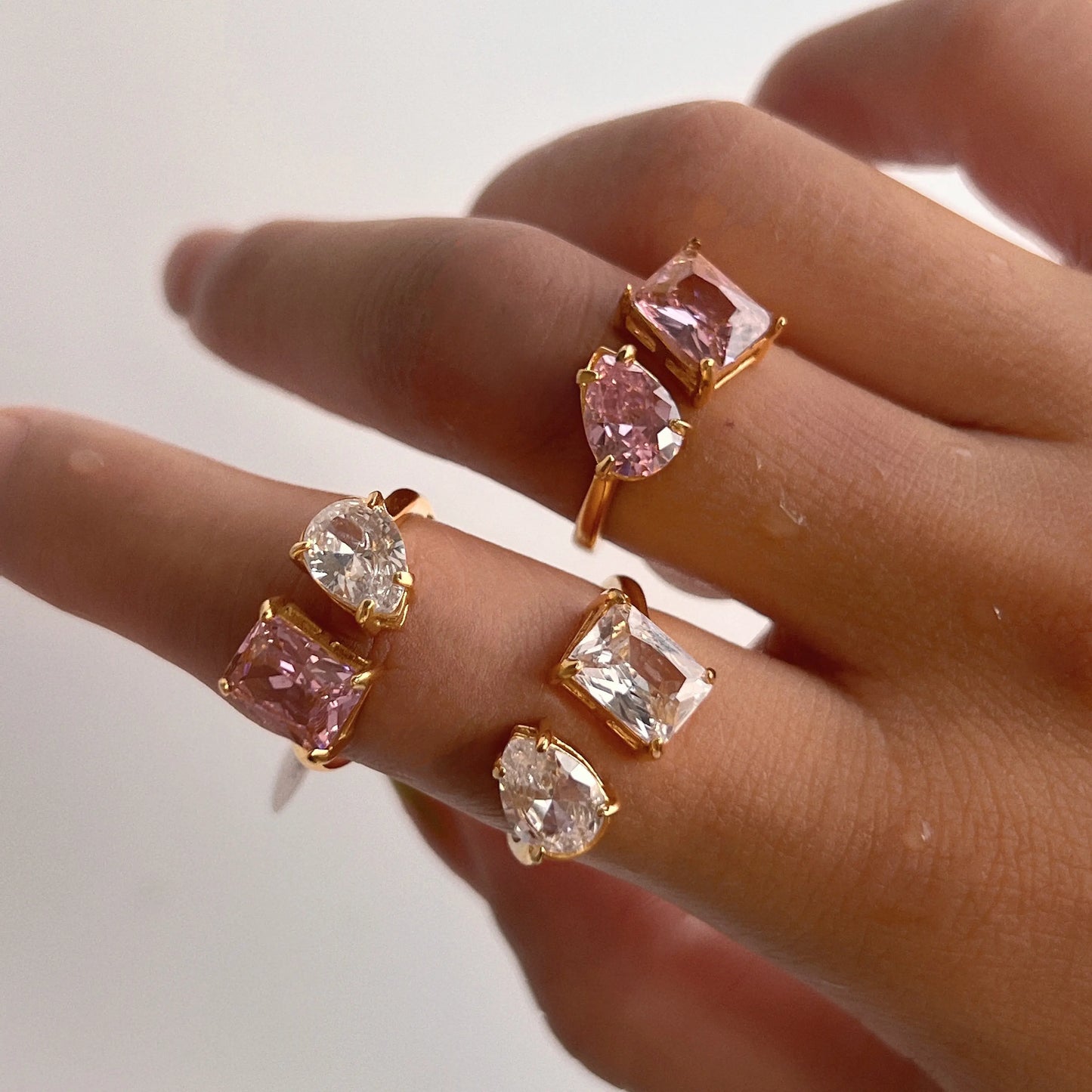 Prsten Luxe Square Waterdrop - pink