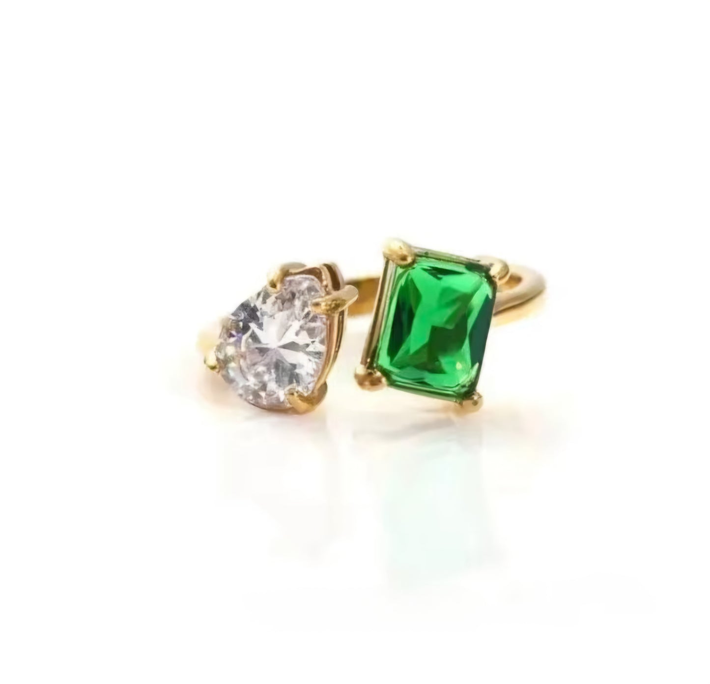 Prsten Luxe Square Waterdrop - white/green