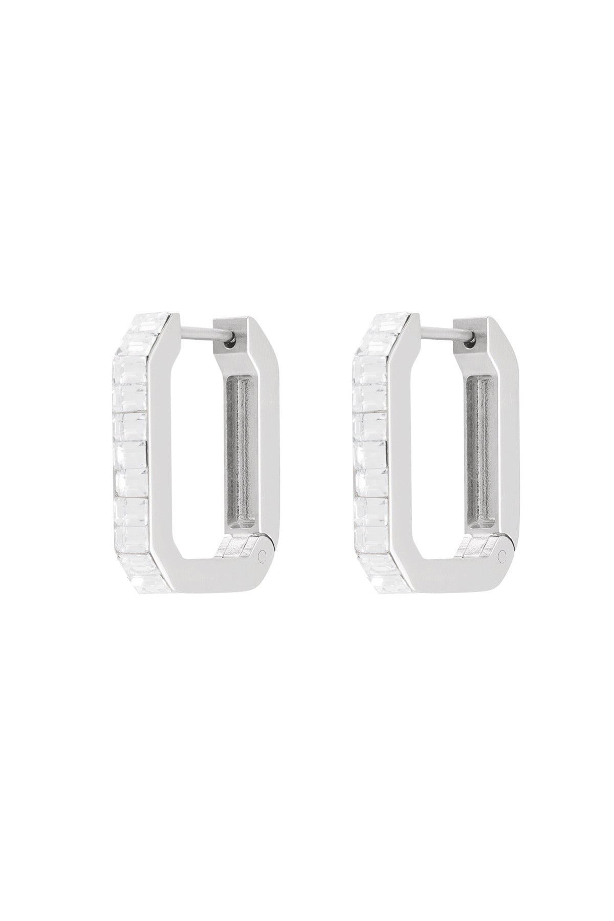 Naušnice Luxe Elongated Stones - Silver/White