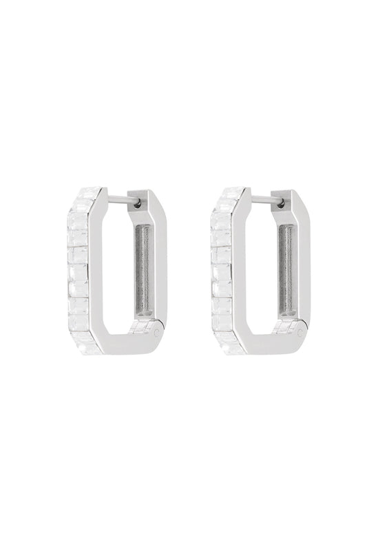 Naušnice Luxe Elongated Stones - Silver/White