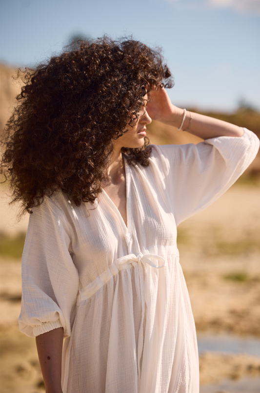 Long Muslin Dress - white