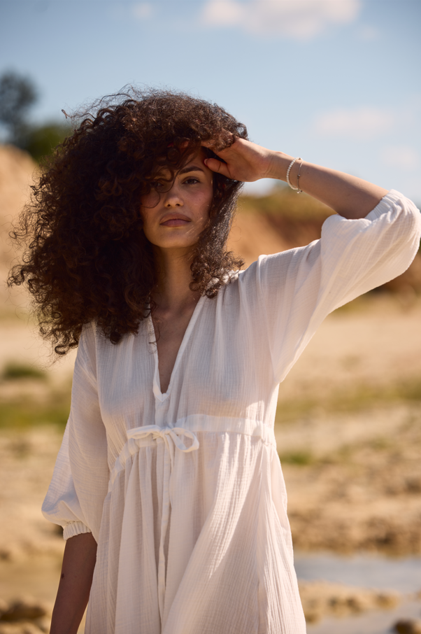 Long Muslin Dress - white