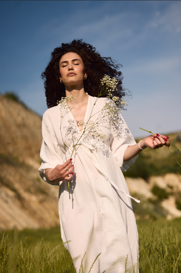 Long Muslin Dress - white