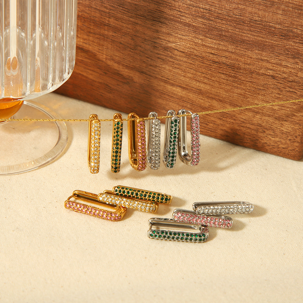 Orecchini quadrati di lusso con strass - oro