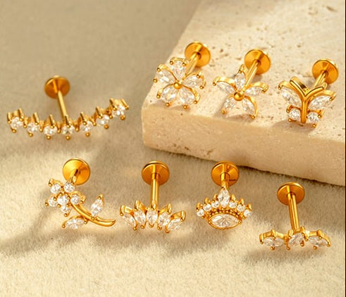 Piercing Three Ovals - gold