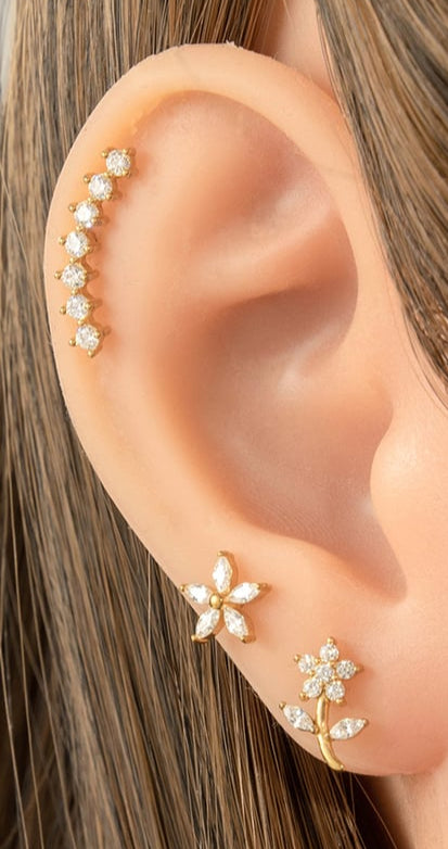 Piercing Whole Flower - silver