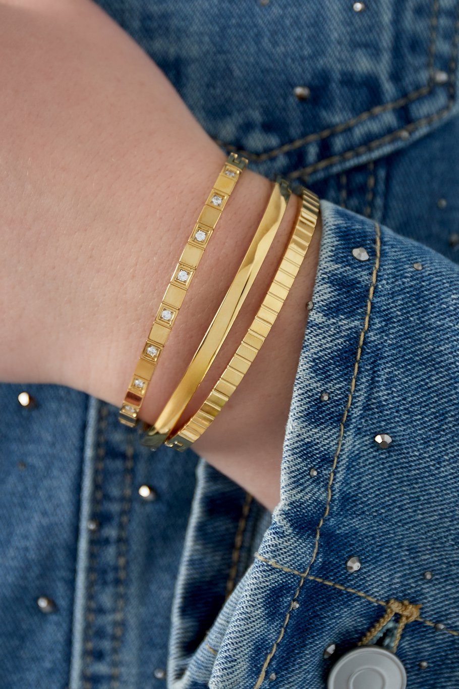 Luxe Slave Stripes Bracelet - gold