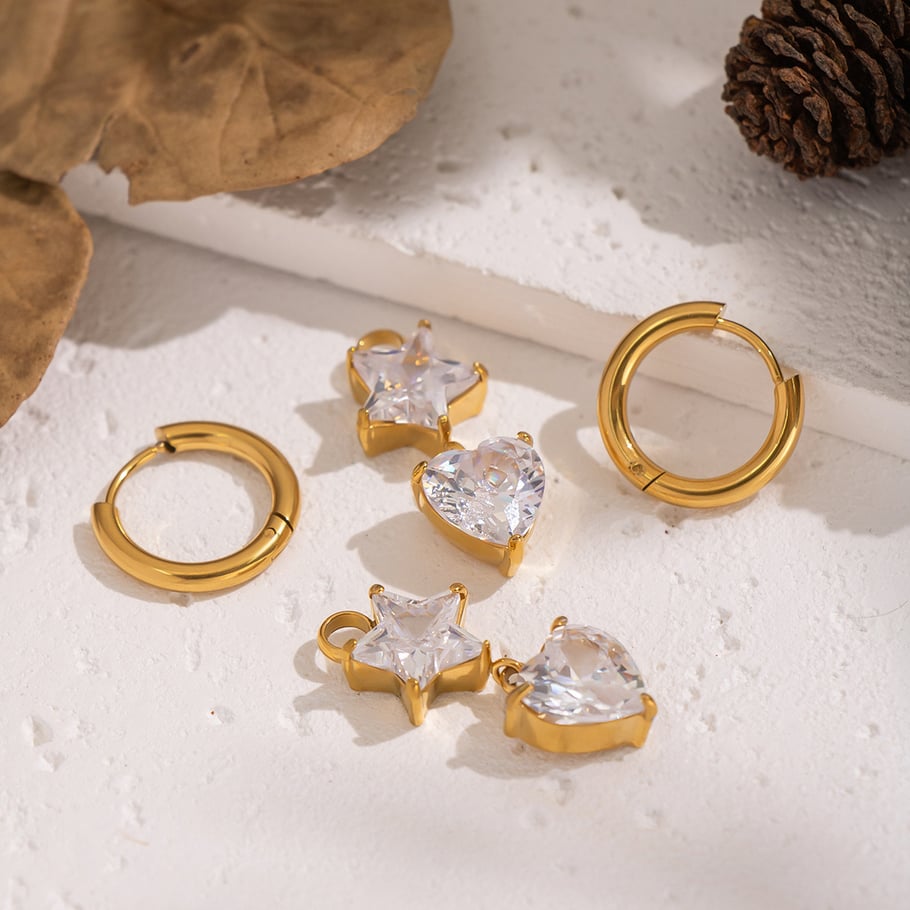 Naušnice Luxe Heart Star Zircon