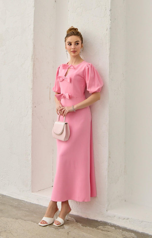 Haljina Fashion Bow Midi - pink