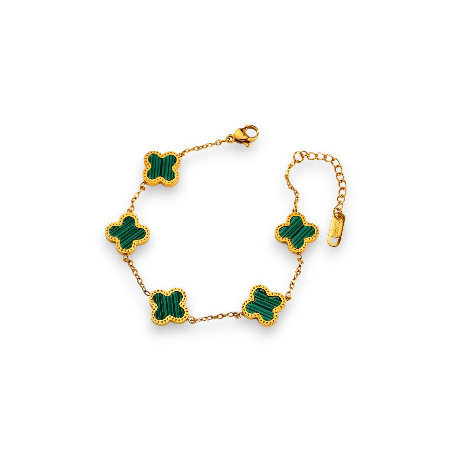 Narukvica Luxe Clover Cross Stripes - gold/green