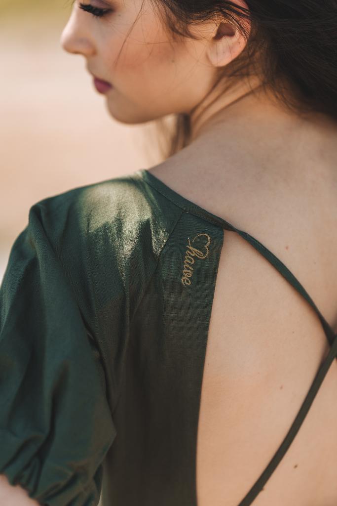 hawe Linen open back long dress military green