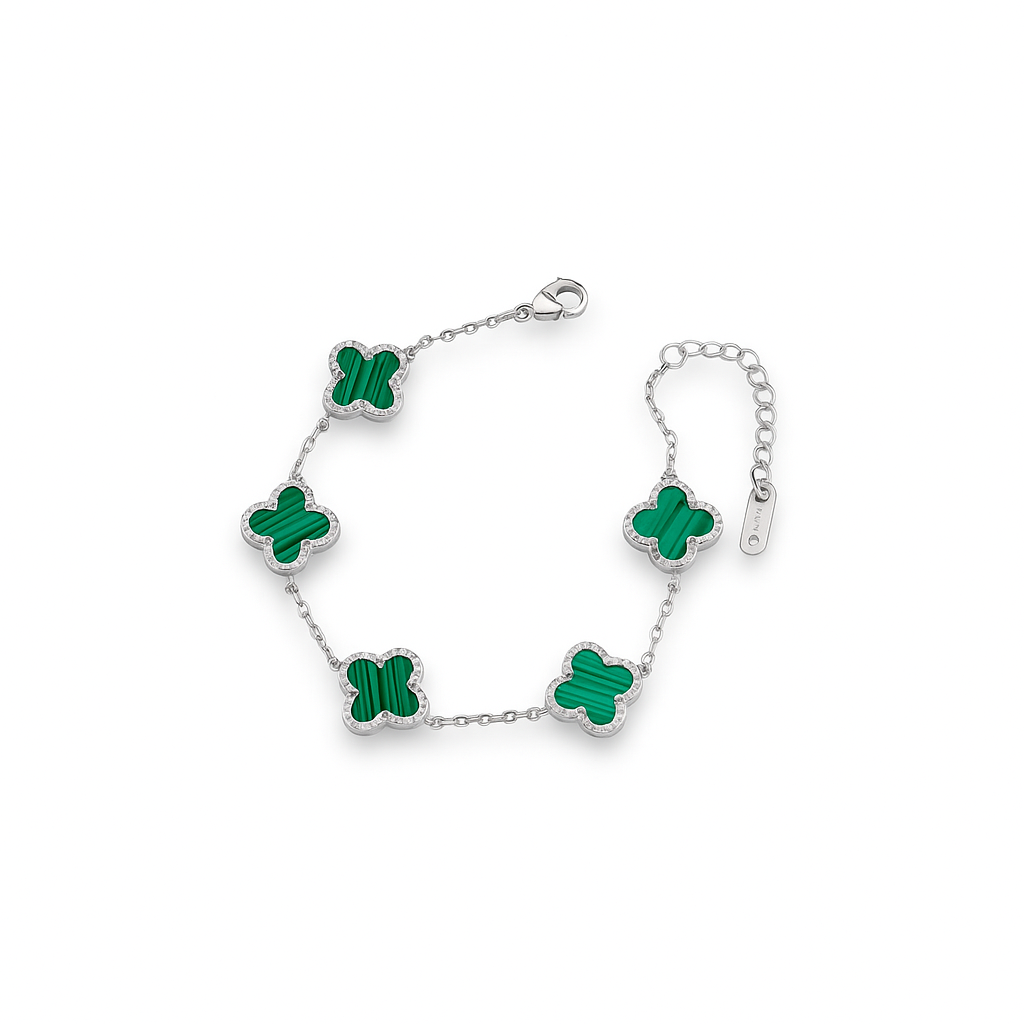 Narukvica Luxe Clover Cross Stripes - silver/green