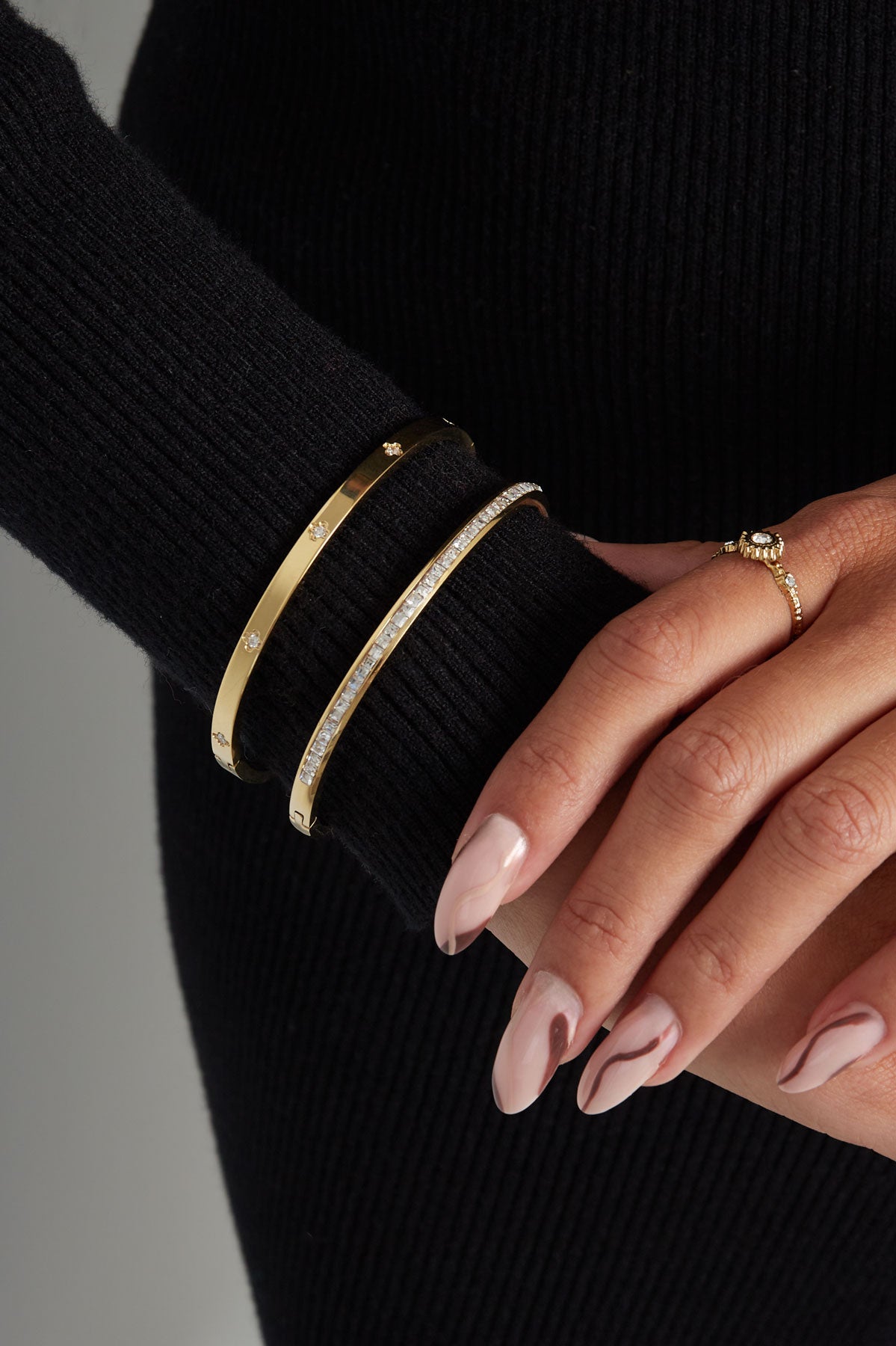 Bracciale Luxe Slave Thin Stones - oro/bianco