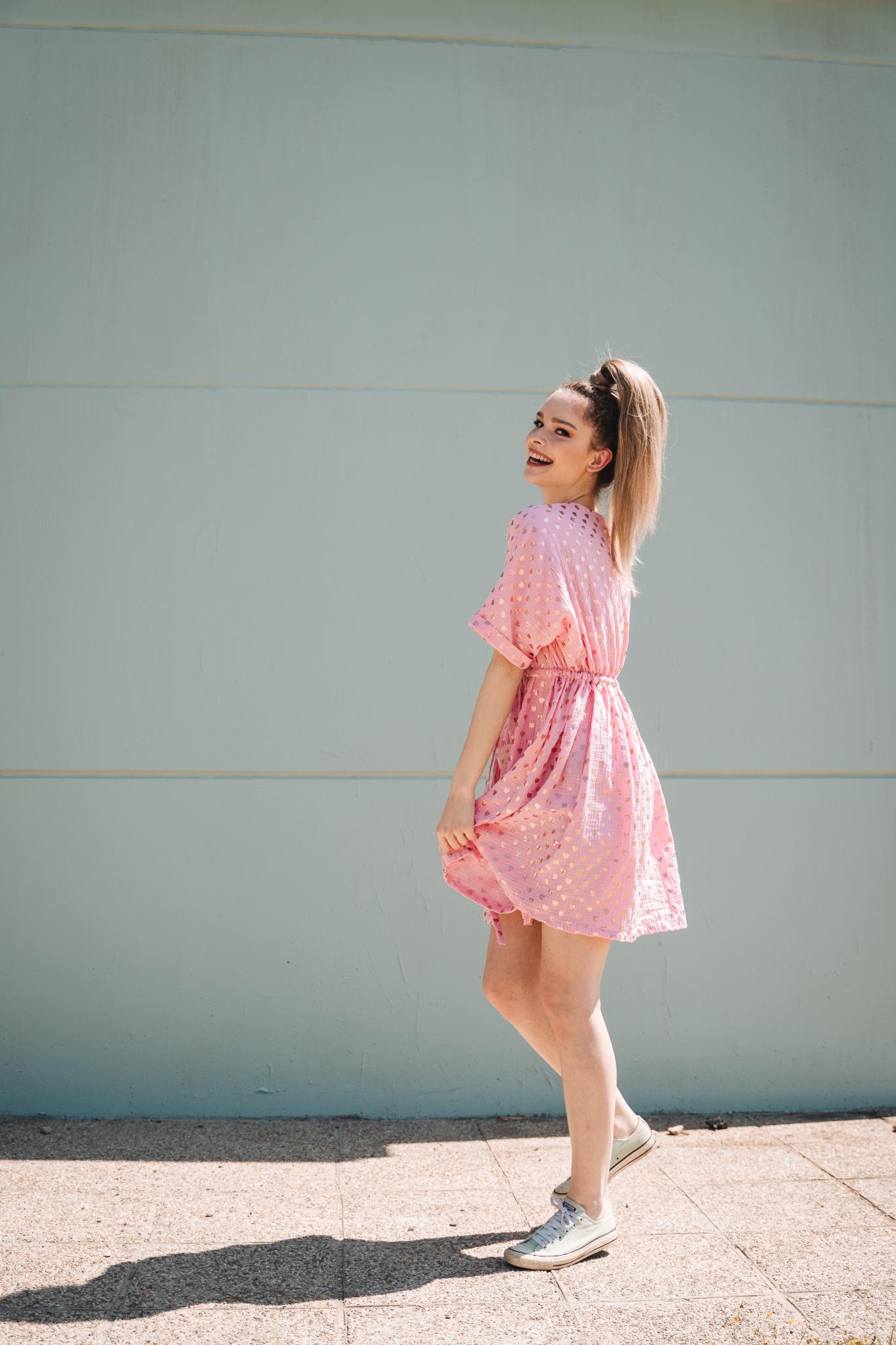 hawe summer loose pink/gold hearts