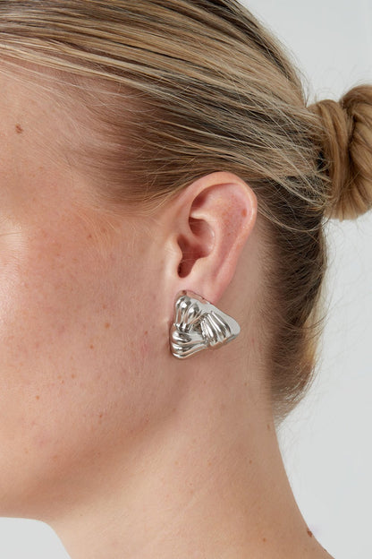 Earrings Luxe Swirly Side - silver