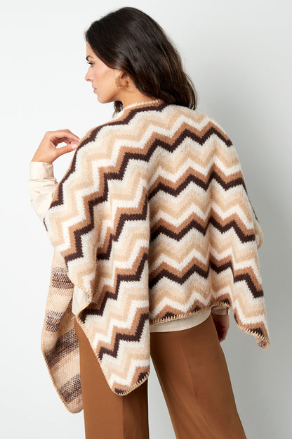 Winter poncho wrapped in warmth - black grey