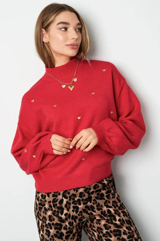 Sweetheart charm sweater - red